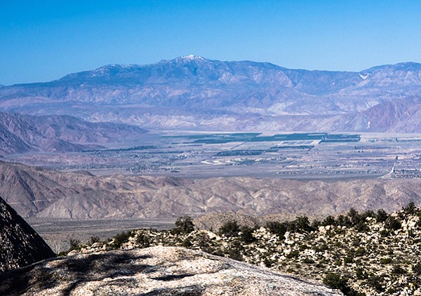 The Santa Rosas and Toro Peak loom over the Borrego Valley from the top of Whale Peak.