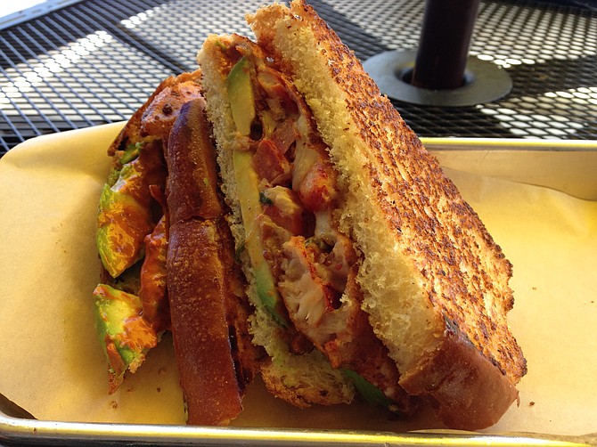 Spicy lobster grilled cheese with optional and unnecessary avocado