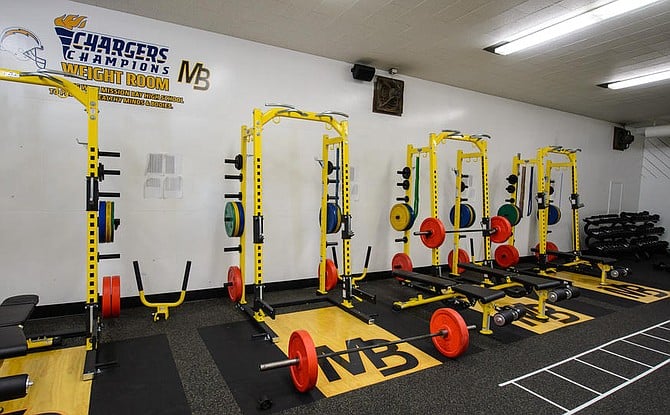Weight room at Mission Bay High School