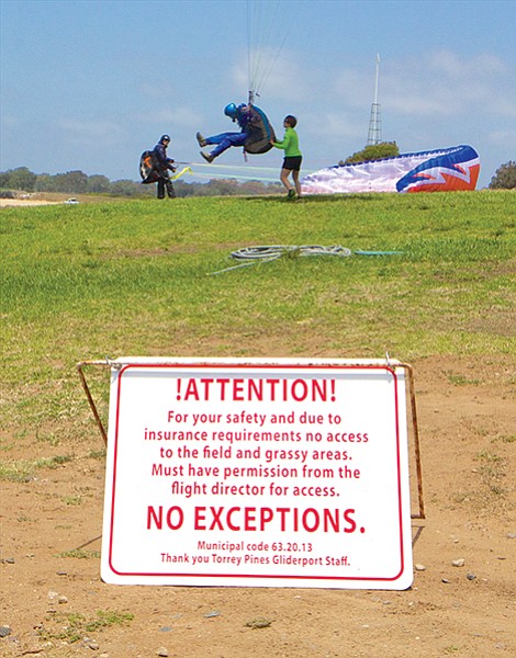 Though a public park, access to the flight area of the Torrey Pines Gliderport is controlled by “flight director” Robin Marien.