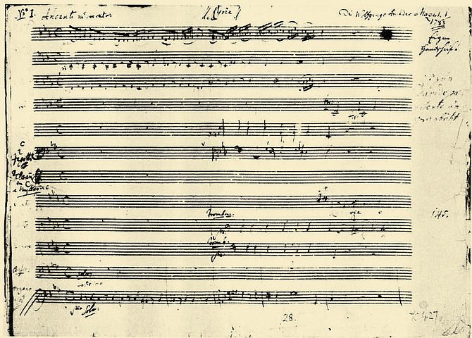 Manuscript of Mass in C minor.