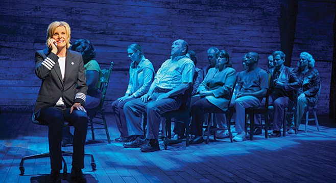 In Come From Away, a group of people withdraw from the world; they change, grow, and bond.