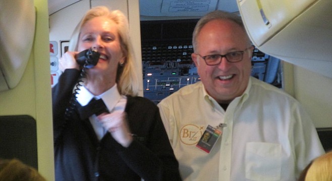 Flight attendant Robin Rossi and owner Dan Cretsinger