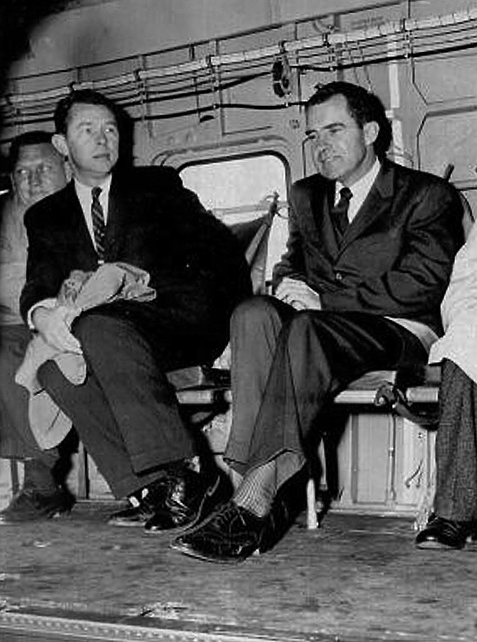 Herb Klein and Vice President Richard Nixon, 1959. Klein could be seen hovering in the background as the failed candidate uttered his famous line in 1962, “You won’t have Nixon to kick around anymore."