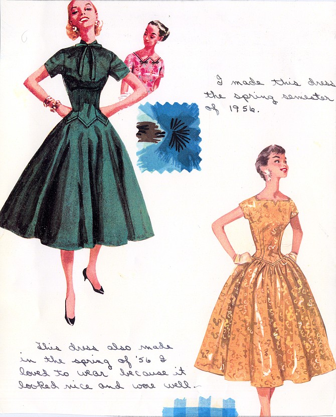 When she was 19, she sewed two narrow-waisted, full-skirted dresses.