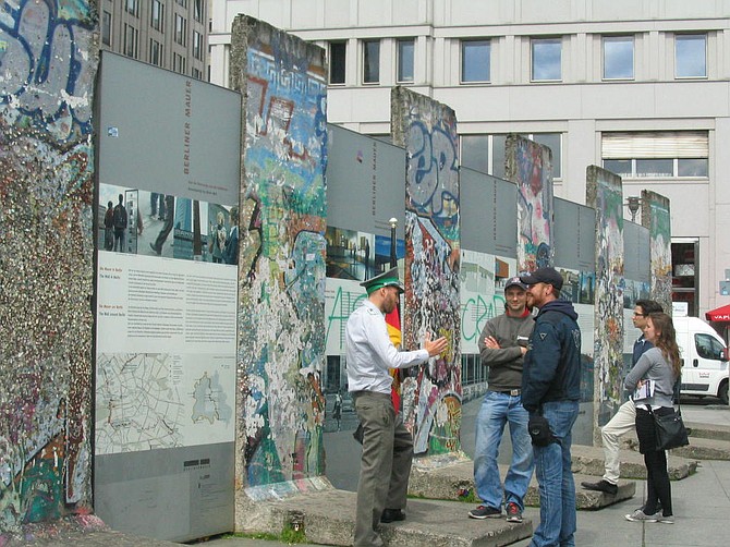 Berlin Wall Exhibit at Potsdamer Platz with volunteers to give more insight.