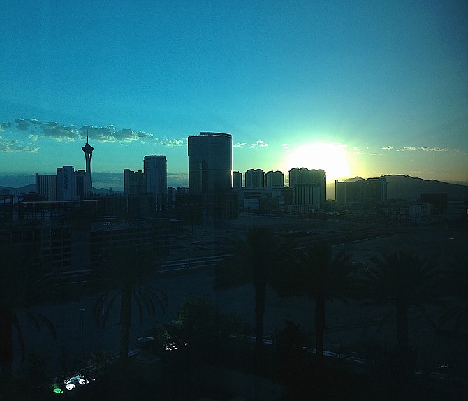 Sunrise from the Trump Hotel in Las Vegas.  July 2015.  iPhone shot.  