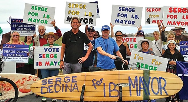 Serge Dedina with his campaign supporters