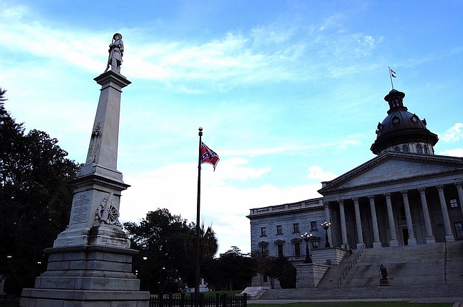 The contentious Confederate flag that still flew at Columbia's State House grounds in June 2015.
