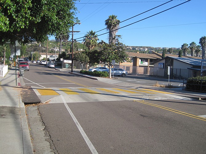 Speed table in the crosswalk in front of La Mesa Dale Elementary School, 4370 Parks Avenue