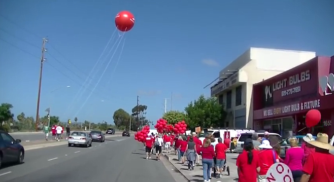 That balloon marks 60' - the height where San Diego's planners and developers want to build.
