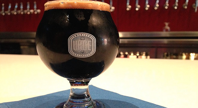 A five-ounce taster of Velvet Speedway Stout offered for the Urge Gastropub fifth-anniversary celebration