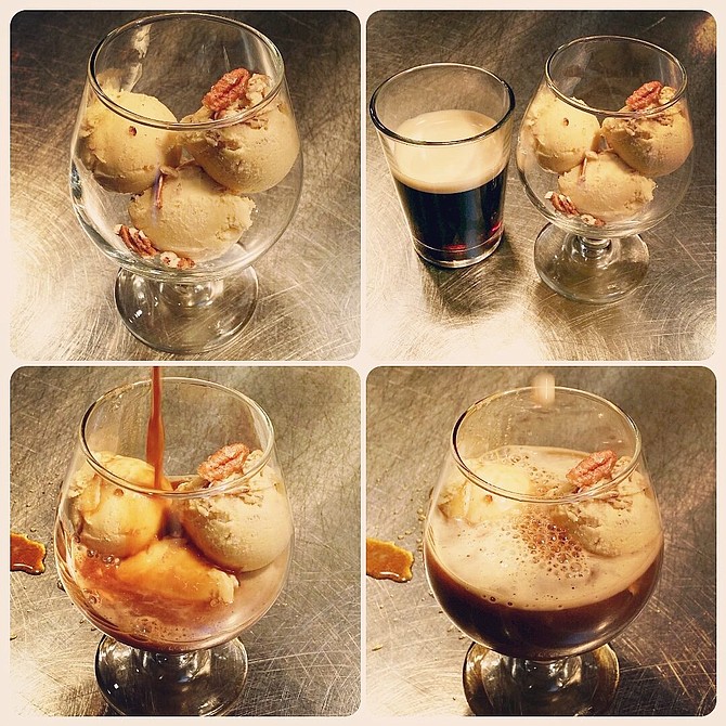 Our delicious house made ice cream topped with Mostra Coffee!