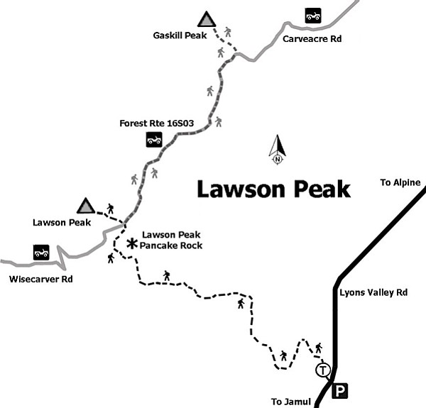 Map to Lawson Peak