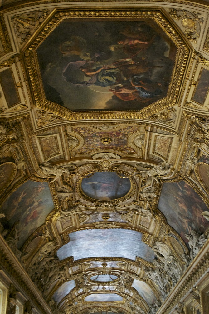 Looking up in the Louvre at Napoleon's Apartments