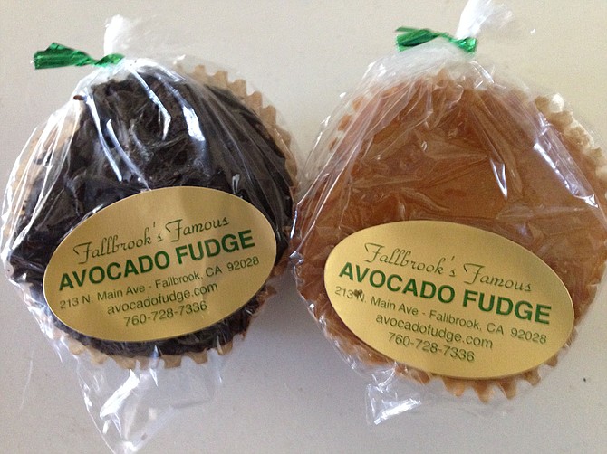 Two of more than a dozen flavors of avocado fudge: Vegan Dark Chocolate Chili Peanut and Butterscotch Salted Caramel