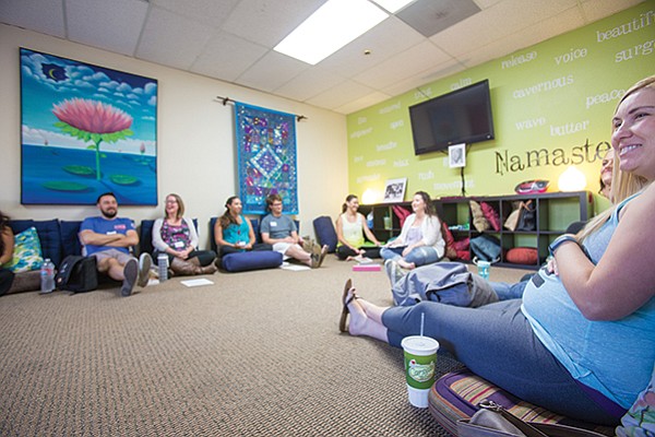 Messer teaches a class at the Birth Education Center of San Diego in Mira Mesa