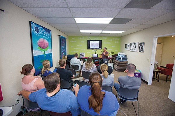 Helms teaches a class at the Birth Education Center of San Diego in Mira Mesa