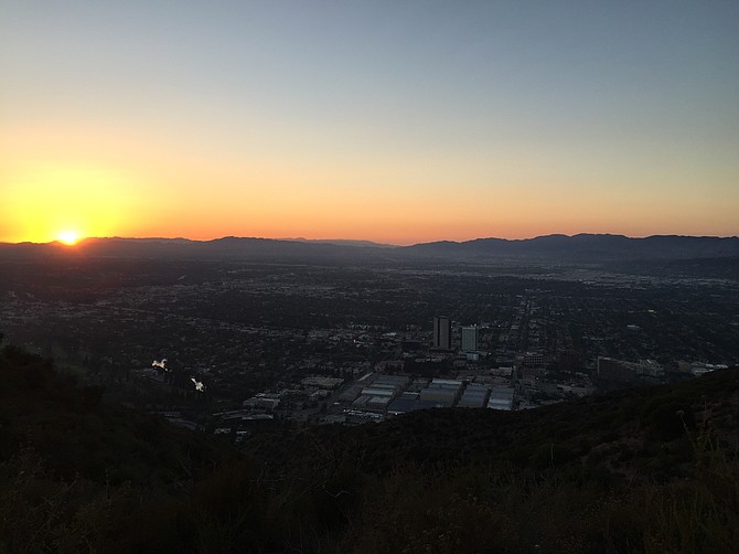Sunset from the top of Cahuenga Trail. Looking north toward Burbank.