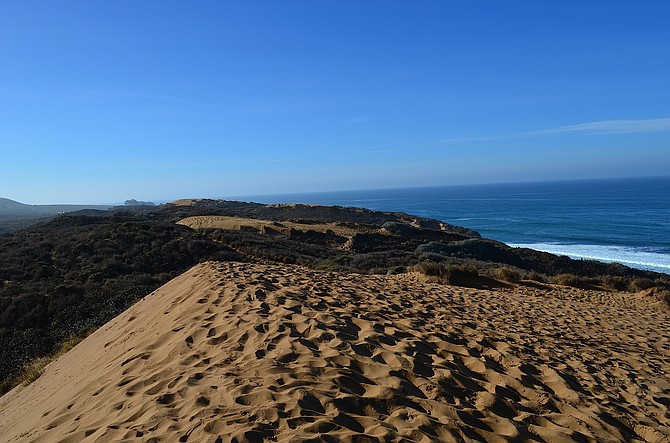 Looking south over the sand dunes at Montana de Oro State Park.  Los Osos, CA.  December 2013.  