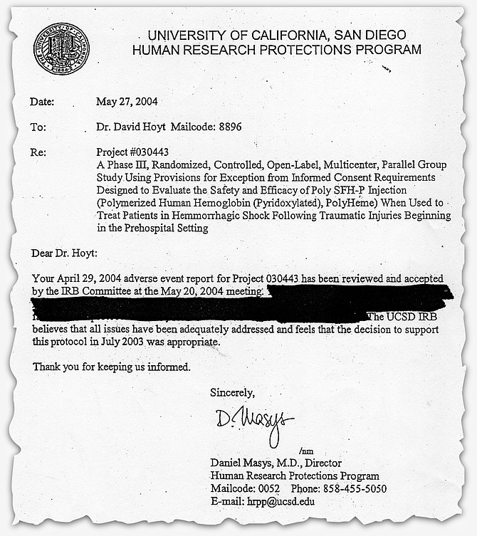 Letter regarding April 29, 2004, adverse event report