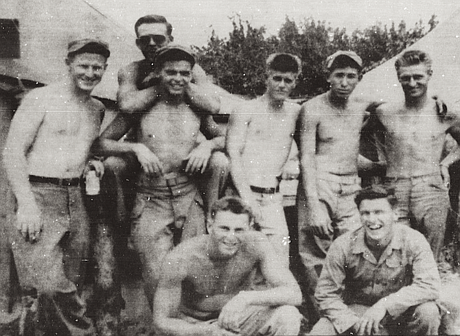 Members of B Company, 1st Marine Division, 1st Motor Transport Battalion, Korea (Robert Weishan at far left). Weishan: “There were terrible problems with high tides — at Inchon they ran 18 to 20 feet."