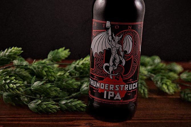 To celebrate its new Australian distribution, Stone's 19th Anniversary release Thunderstruck IPA incorporates all Australia-grown hops.