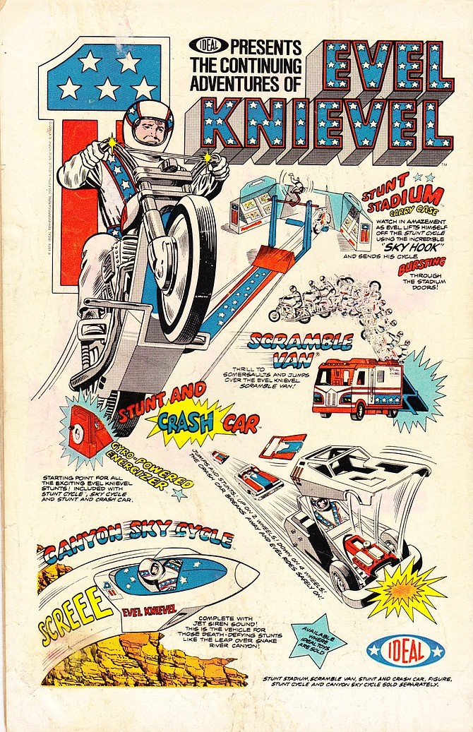 Ideal Toys presents The Continuing Adventures of Evel Knievel, 1974.