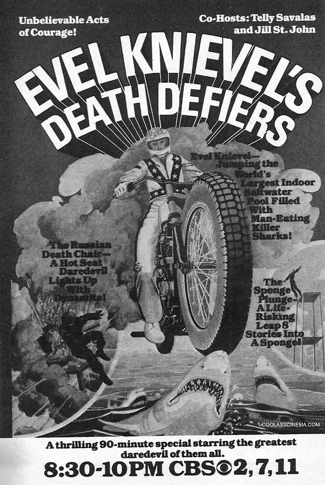 TV Guide ad for Evel Knievel's Death Defiers, 1977.