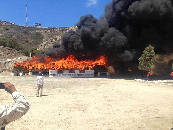 70 tons of drugs on fire in Tijuana on August 18