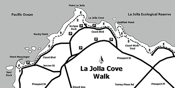 La Jolla Cove beach walk map