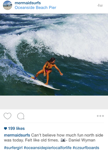 Mermaid Surfs, took this off my sisters instagram . Great Photo of her surfing