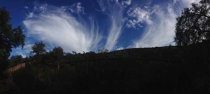 Beautiful impressionistic cirrus cloudscape over my backyard.  September 2015.  Rancho Penasquitos, California.  