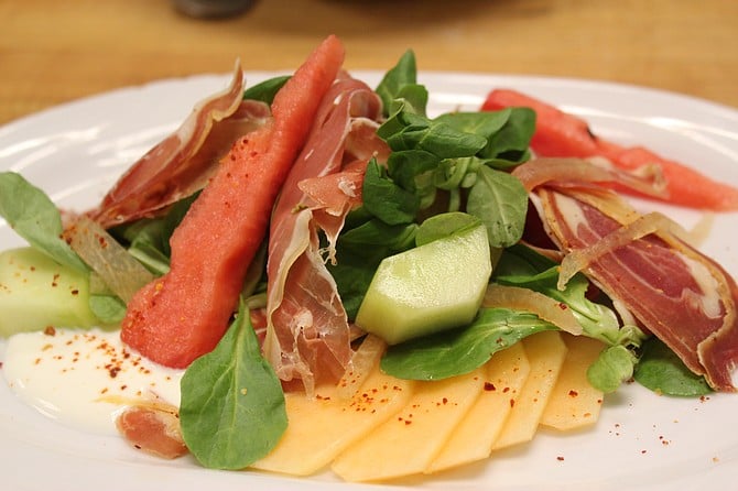 Light fare of melons, spices and Serreno ham.