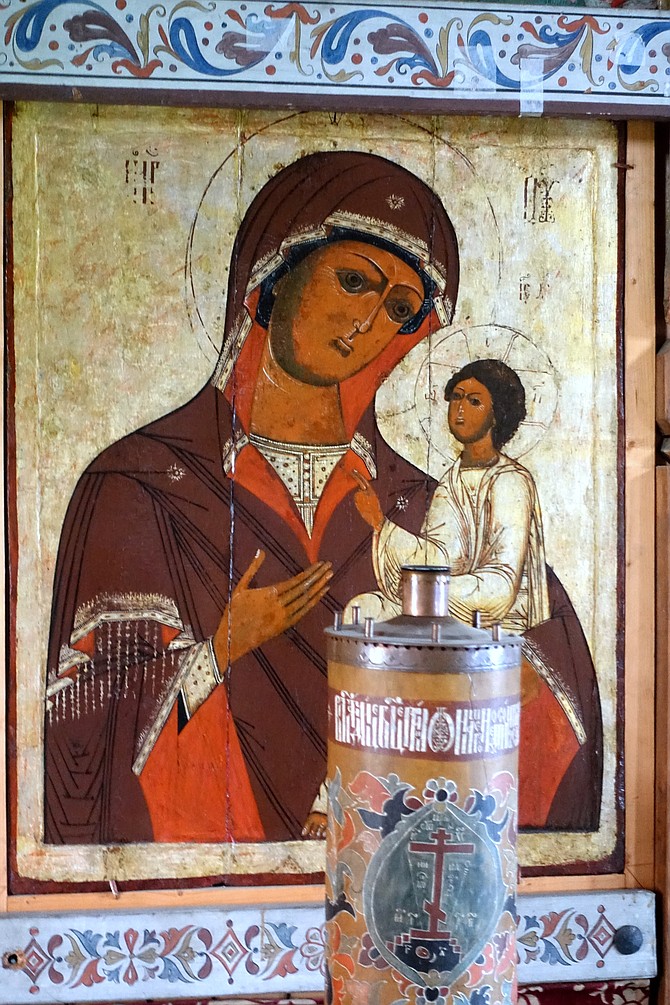 Traditional icons inside Church of the Intercession