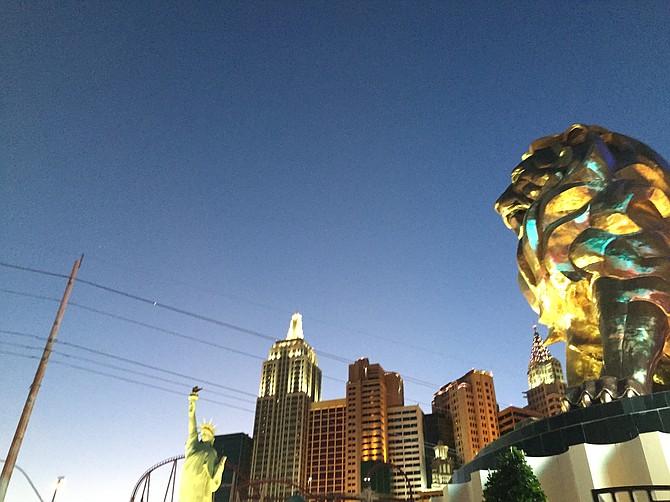 A gilded city guarded by a gilded lion. 