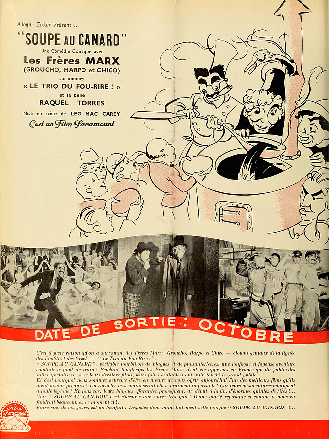 SOUP AU CANARD avec Les Freres Marx!  LA CINEMATOGRAPHIE FRANCAISE, June, 1937.