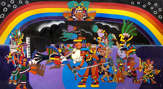 Painstaking peeling has saved the Backdoor’s mural of Aztec rockers.
