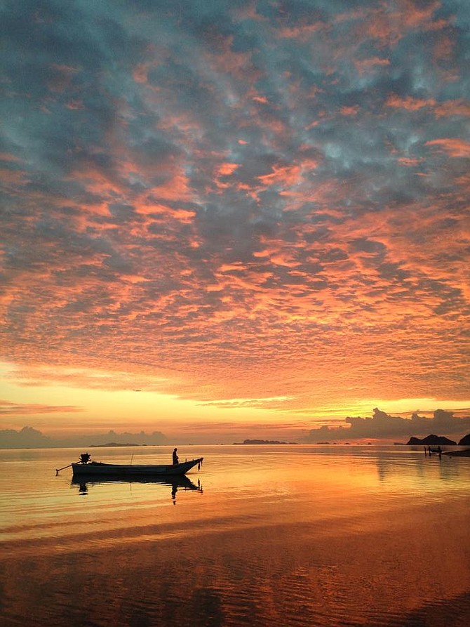 Fisherman at Sunset; Koh Phangan Island, Thailand