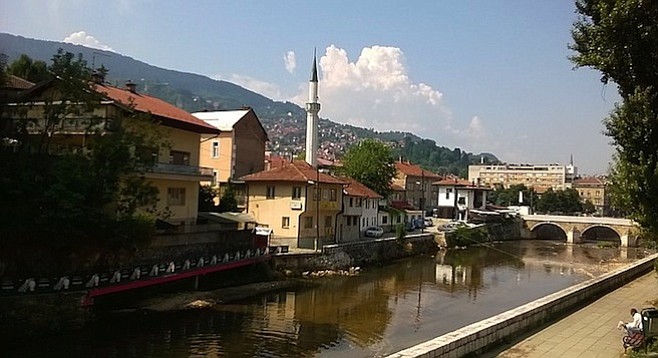 On the banks of Sarajevo's Miljacka River.