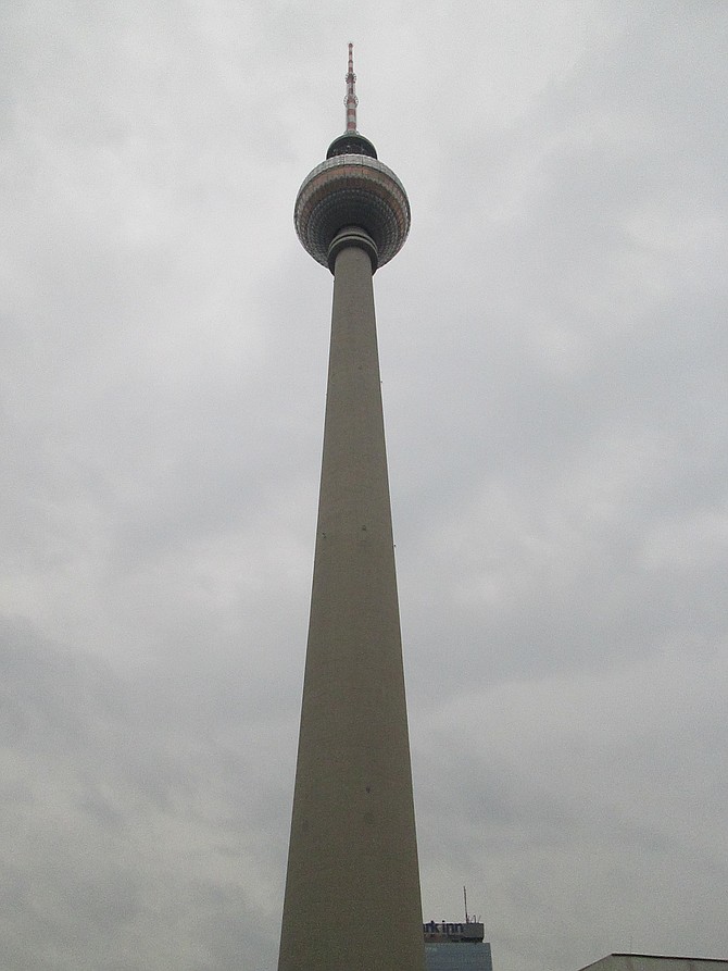 The Alexanderplatz Needle, which looms above Central Berlin ridiculously 