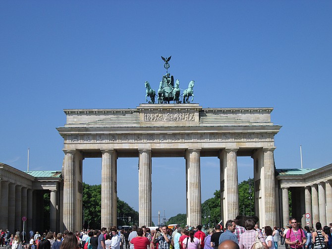 The Brandenburg Gate, a portal into the Tiergarten, Berln's equivalent of Central Park