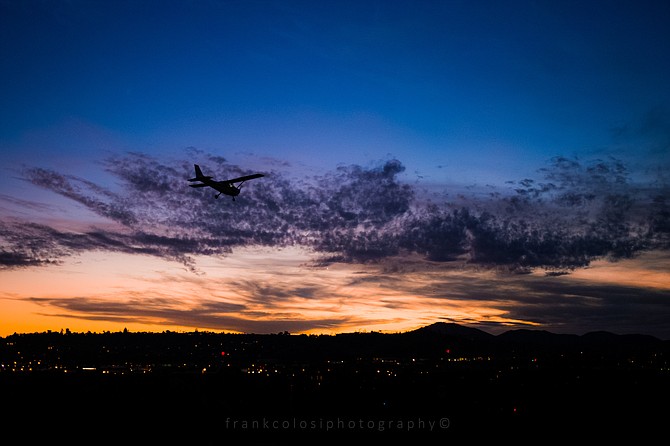 "On approach" - Tonight's sunset over Gillespie Field and Mission Trails 10.14.15