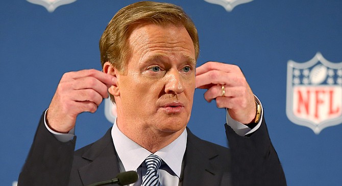 NFL Commissioner Roger Goodell: "Pardon me; I just need to clean the money out of my ears. Of course I'm listening. This is a listening session. Why do you ask?"
