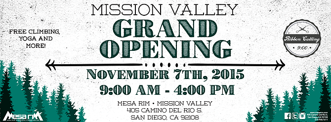 Grand Opening of Mesa Rim's new location in Mission Valley Saturday, November 7th, 2015