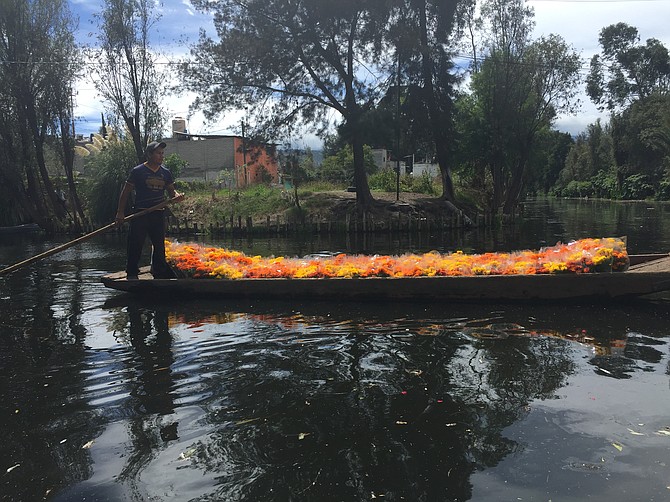 Preparing for Dia de Los Muerta, along the canals of San Jeronimo, a town outside of Mexico City, Mexico. Taken 10/24/2015