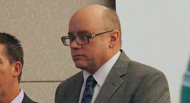 Jeffrey Barton, watching the jury file out of the room, October 30, 2015