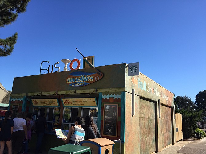 Fusion Smoothie and Wraps, kinda hidden in the back area of SeaWorld. 