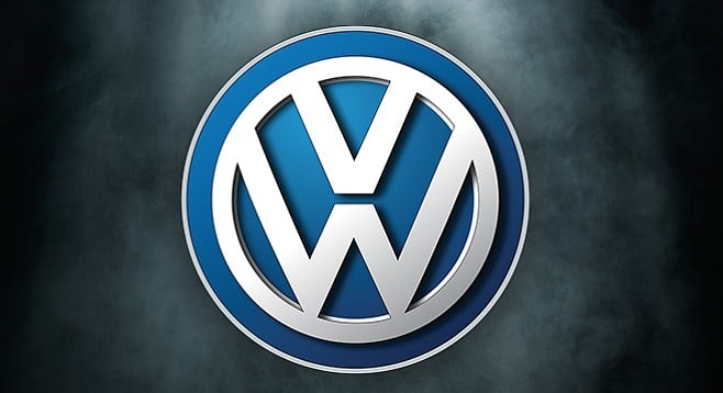 VW, polluting the air and the company name.