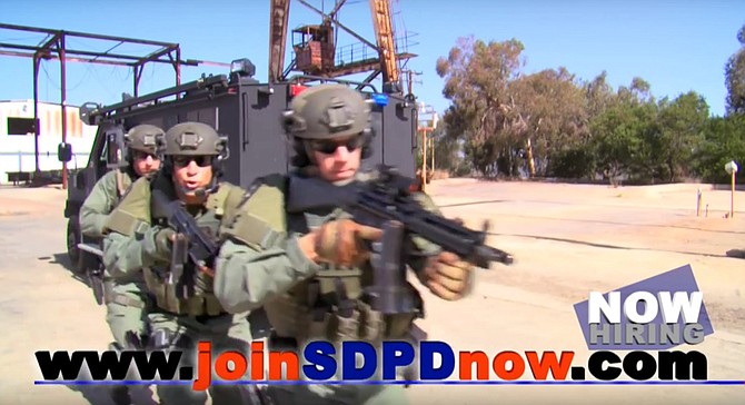Screencap from actual San Diego Police recruitment video on YouTube.